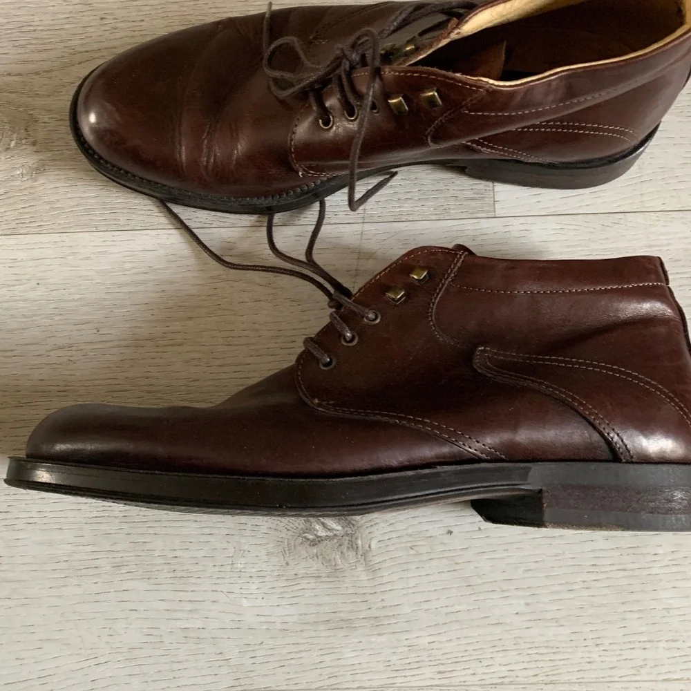 BrassBoot Mens‎ Leather Brown Chukka Boots Lace Up Made In Italy Classic Dressy